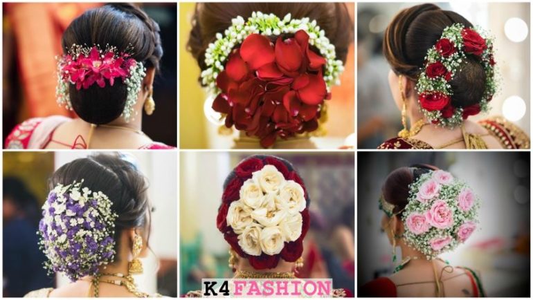 floral-bun-hairstyles-for-brides-wedding