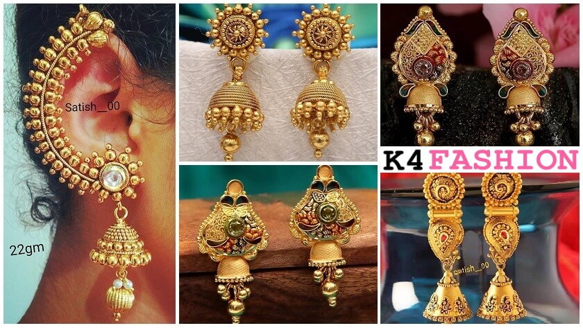 Bridal Gold Earrings with Weight  Latest Gold Earrings Designs  Gold  Earrings for Necklace  YouTube