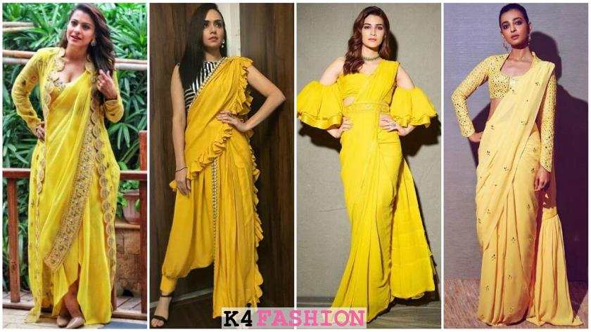 Yellow Sarees For Haldi Ceremony From Bollywood Designers K4 Fashion