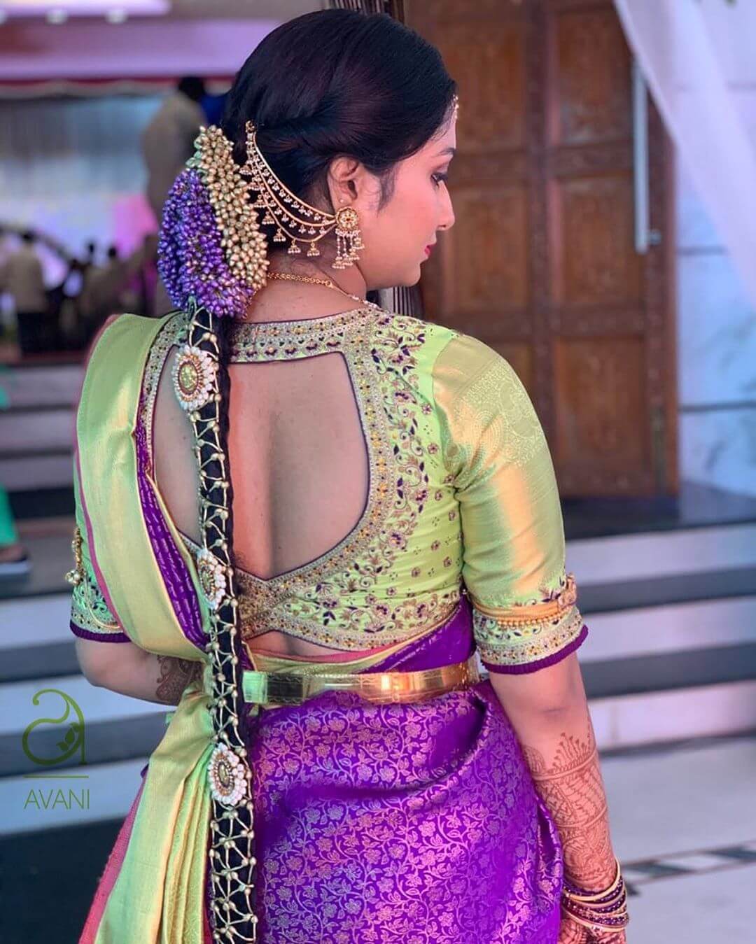 Wedding Border Silk Saree Blouse Back Neck Designs