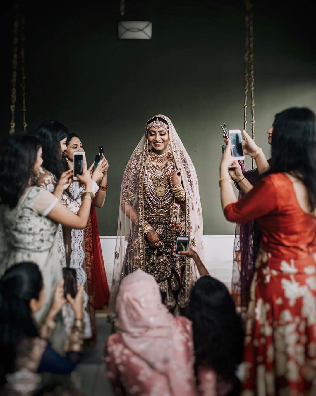 Wedding Bridal Lehenga - Bride in Amazing Saree Gown. More information on  Weddin… | Indian bride photography poses, Indian bridal photos, Indian  wedding photography