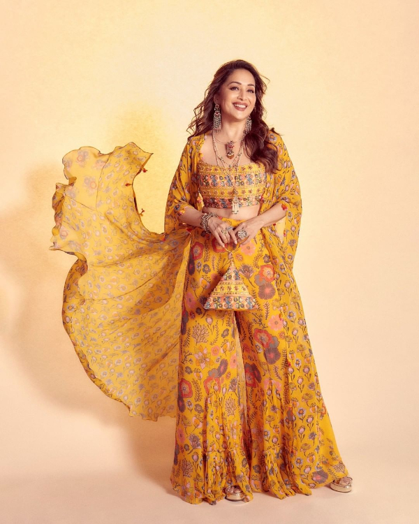 600px x 750px - Madhuri Dixit's Wardrobe Of Brightest Yellow Ethnic Wear - K4 Fashion