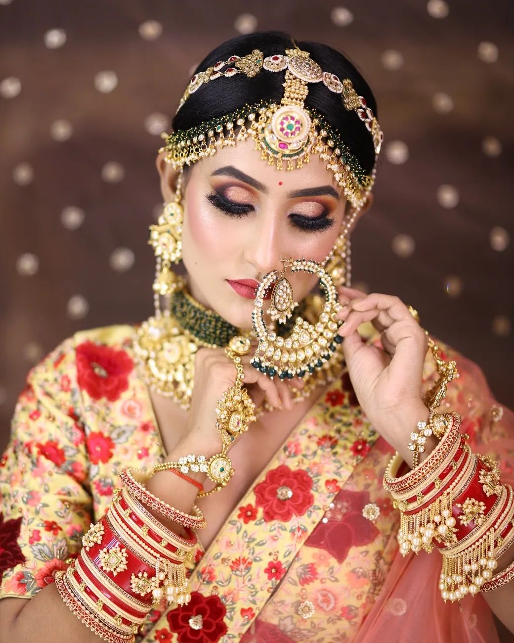 Punjabi Style Red Bridal Chuda Pearls & Stone Work Bangles Karwa Chauth  Chura