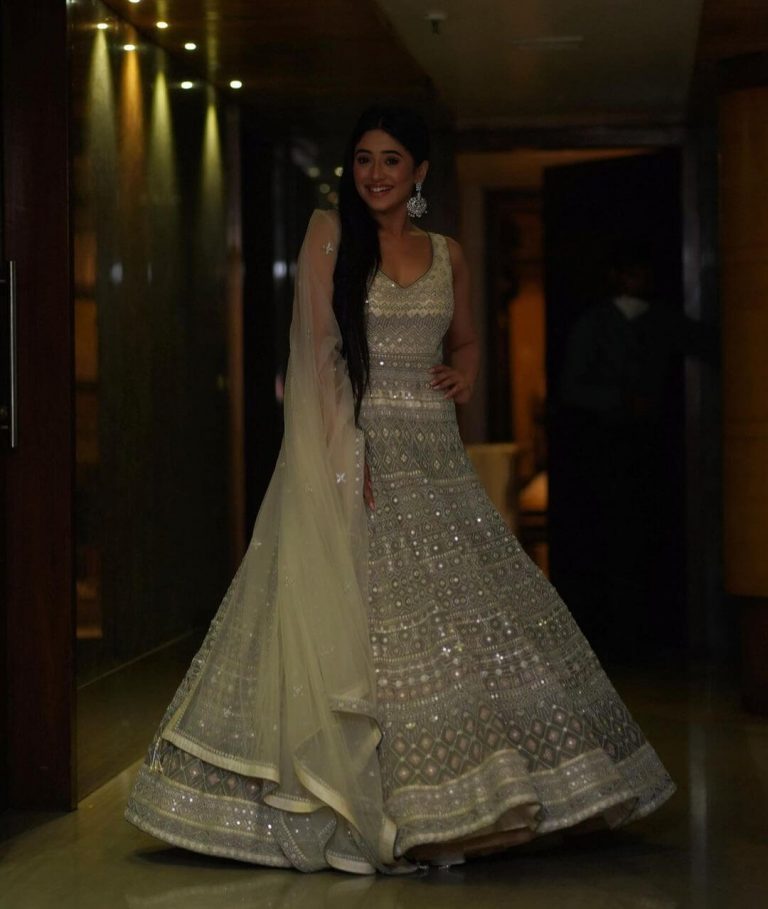 Shivangi Joshi In White Mirror Work Lehenga Outfit - K4 Fashion