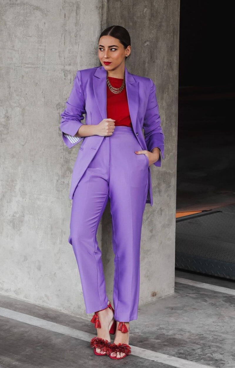 Andrea Nahle In Purple Blazer With Pants