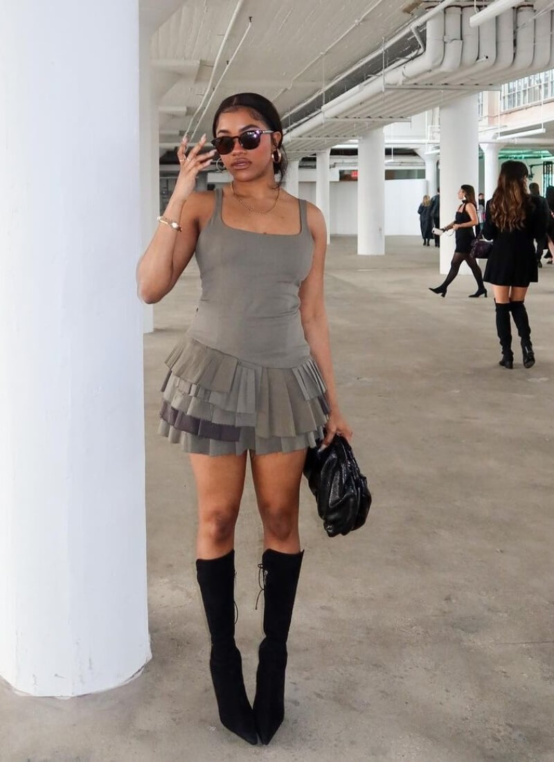 Jada Sasha In Grey Frill Mini Outfit
