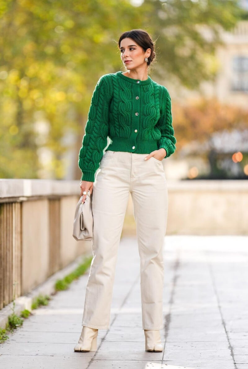 Katie Giorgadze In Green Woolen Sweater With Pants