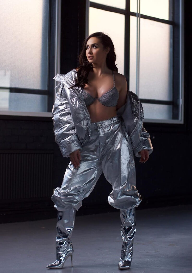 Lauren Gottlieb In Silver Metallic Co-Ord Set