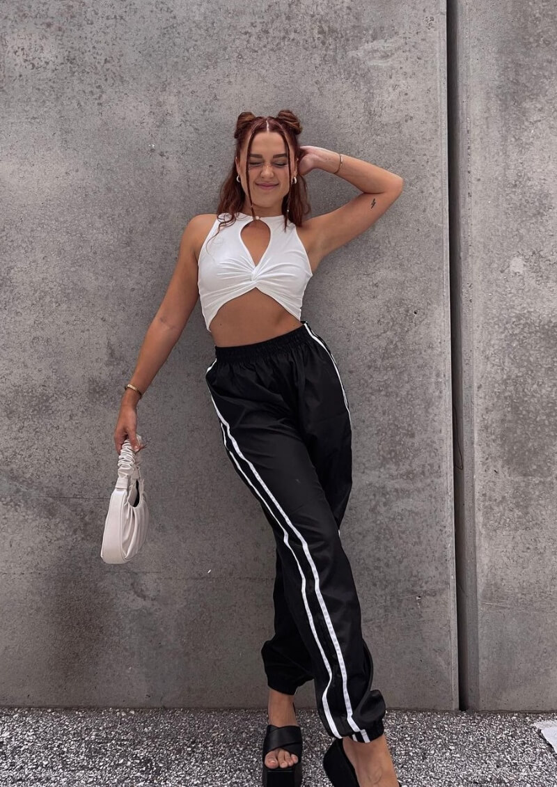 Lindsey Wedge Worth In White Crop Top With Joggers