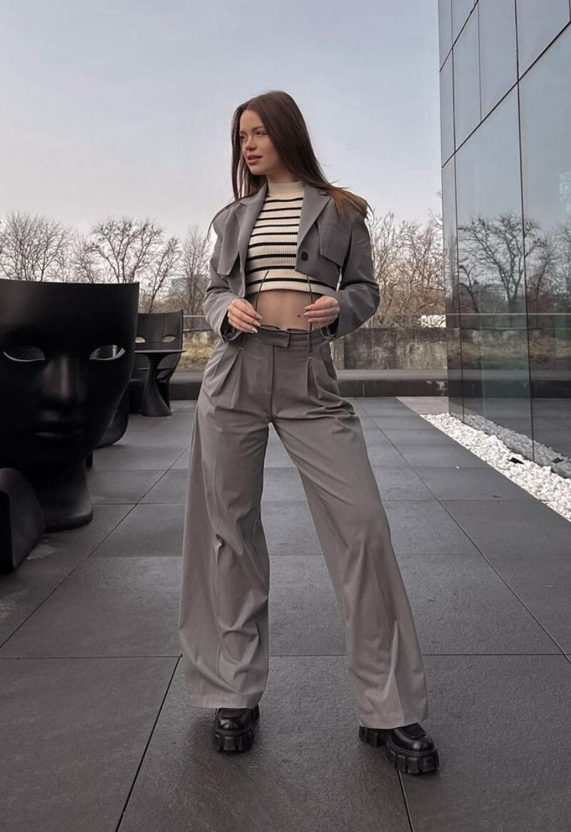 Lorena Serban In Grey Co Ord Set