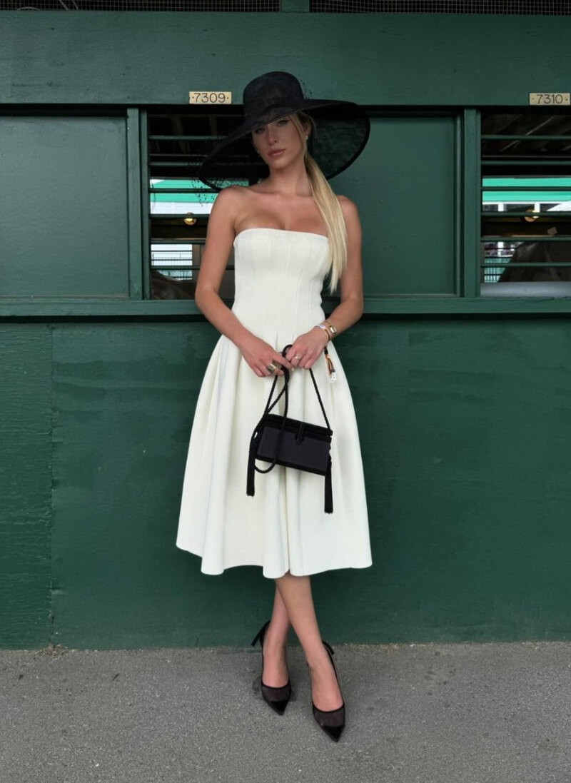 Alix Ashley Earle In White Strapless Long Dress