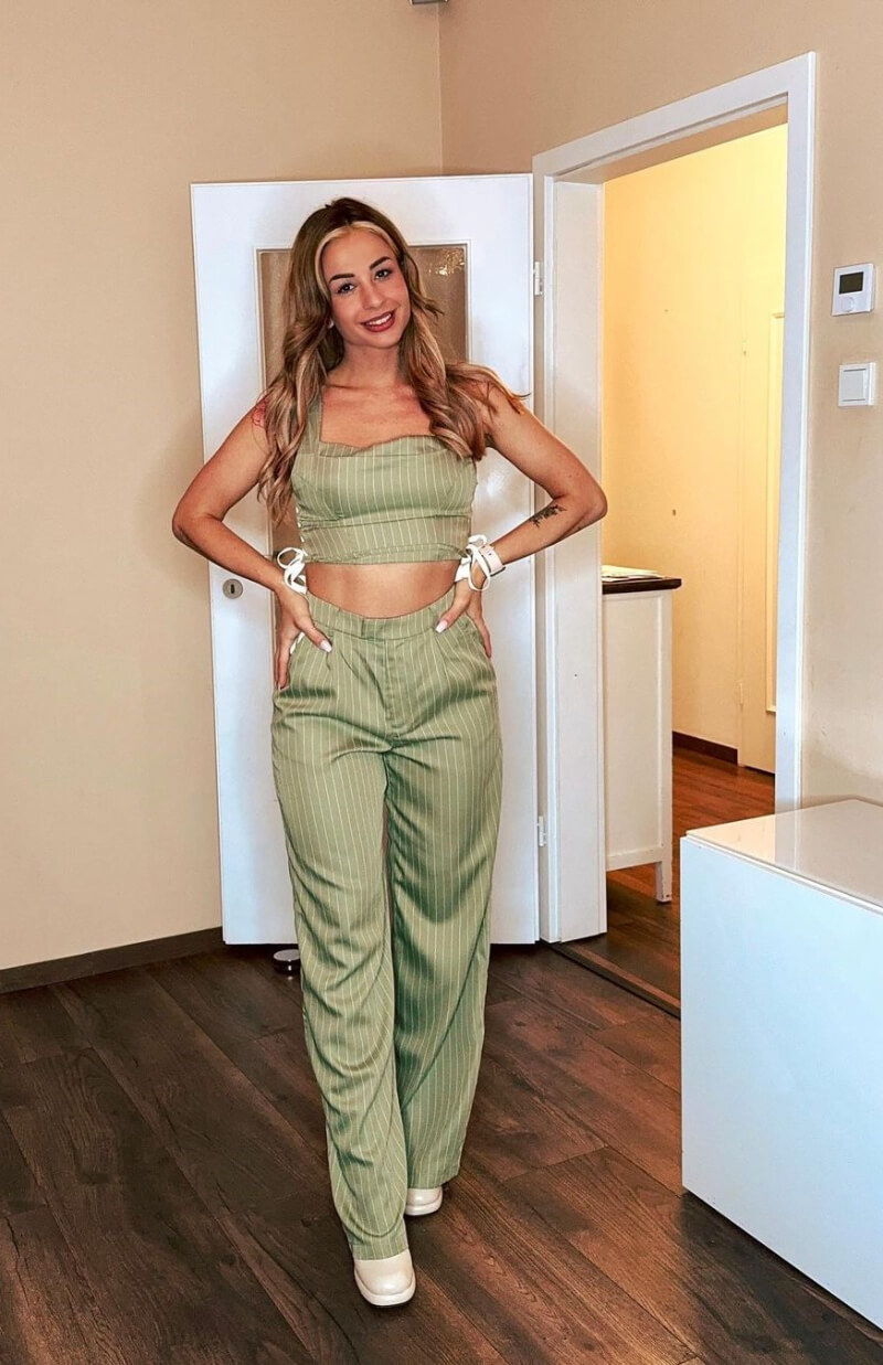 Franzissel In Green Striped Co-Ord Set