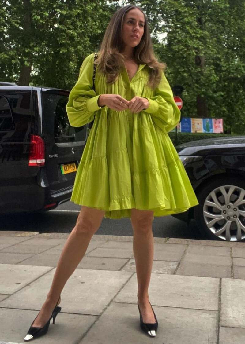 Idalia Salsamendi In Neon Baggy Short Dress
