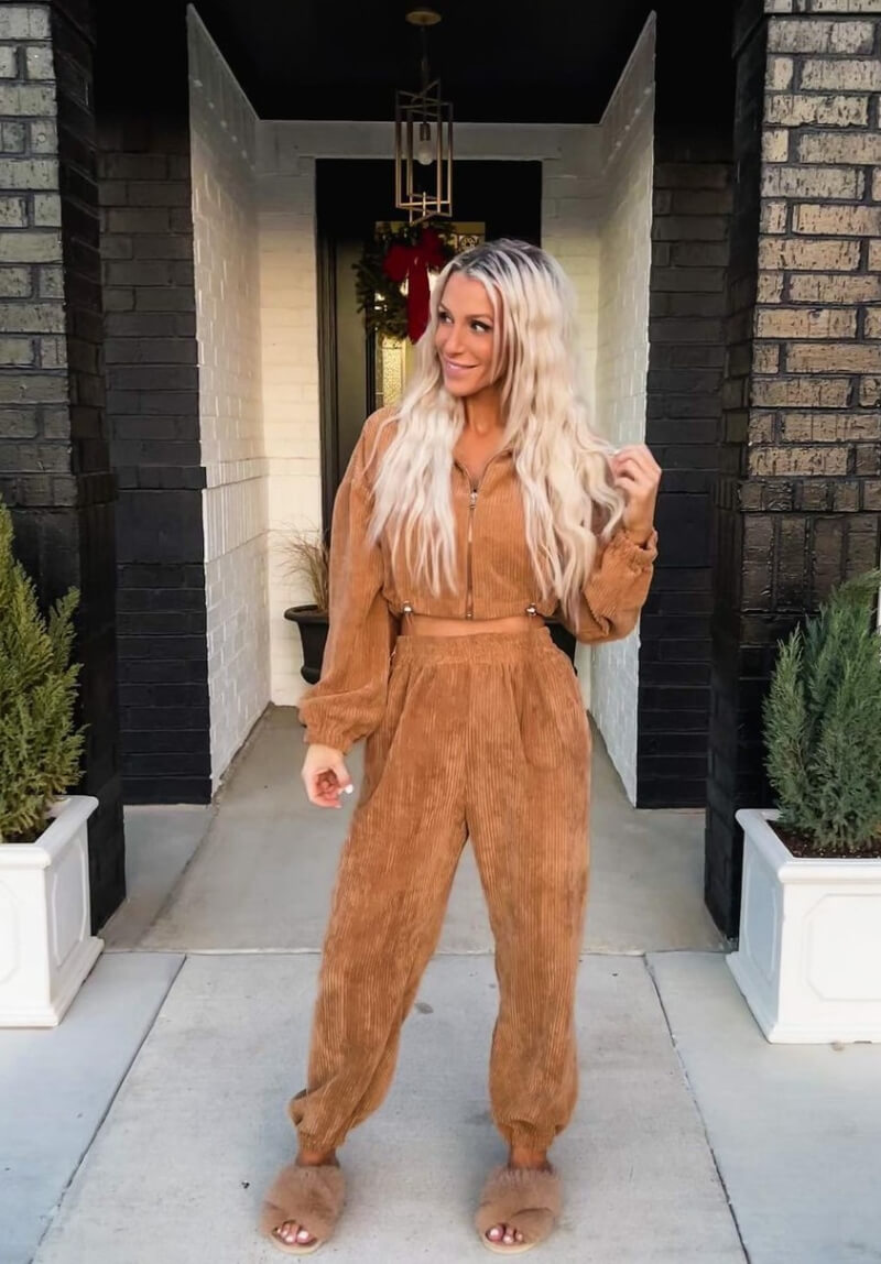 Lacey Shelby-Shaw In Brown Co-Ord Set